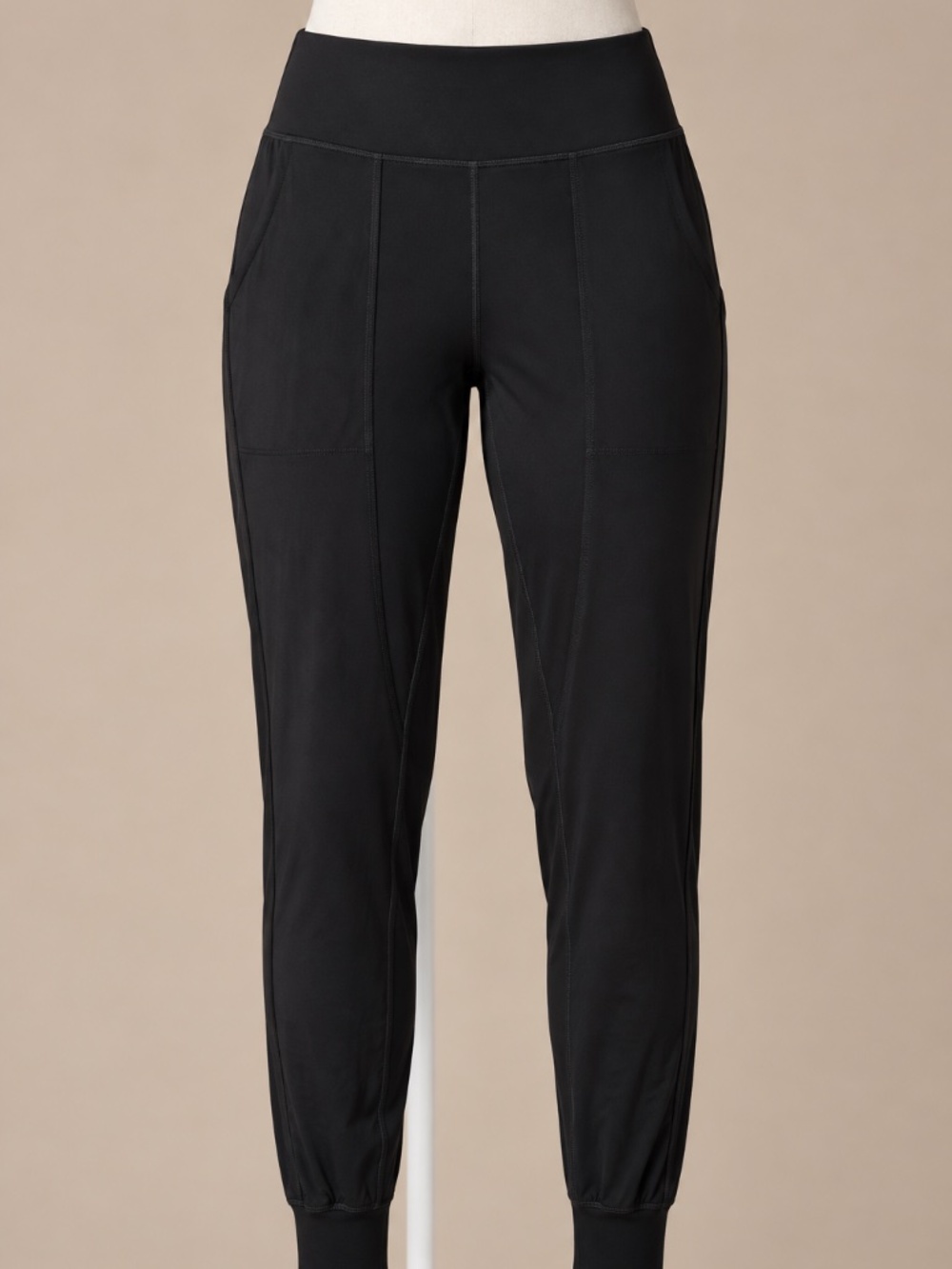 Black Athletic Joggers Leggings High Waist Tapered Pants Size Large